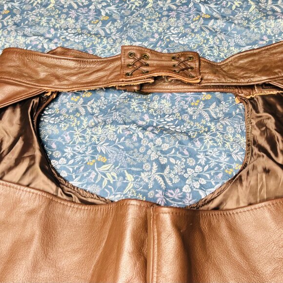 Brown Leather Motorcycle /Horse Riding Chaps 3XL USA - Picture 7 of 9